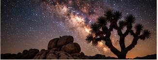 Joshua tree beneath a star-filled sky